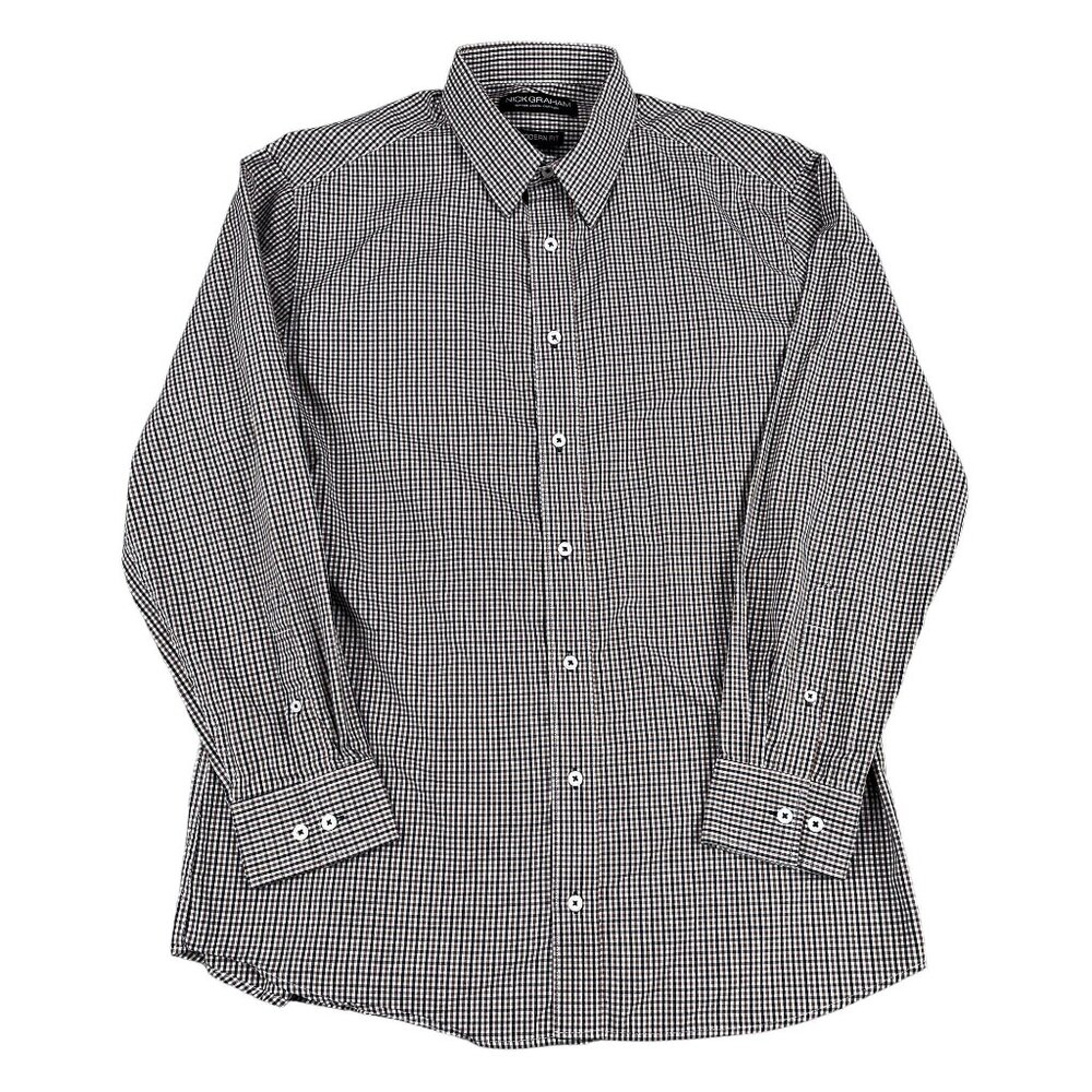Nick Graham Mens Modern Fit‎ Button Down Dress Shirt Sz Large (16-16.5 32-33)